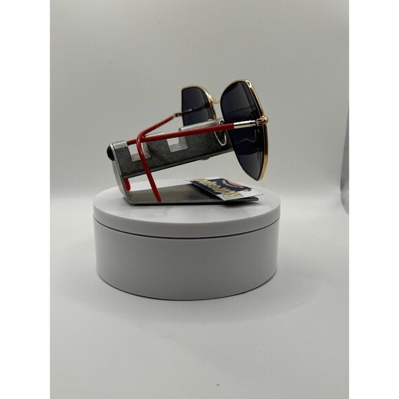 Vintage Oversize Sunglasses | NOS | Gold Mirror Lens Red/Gold Frame Oleg Cassini - Picture 6 of 7